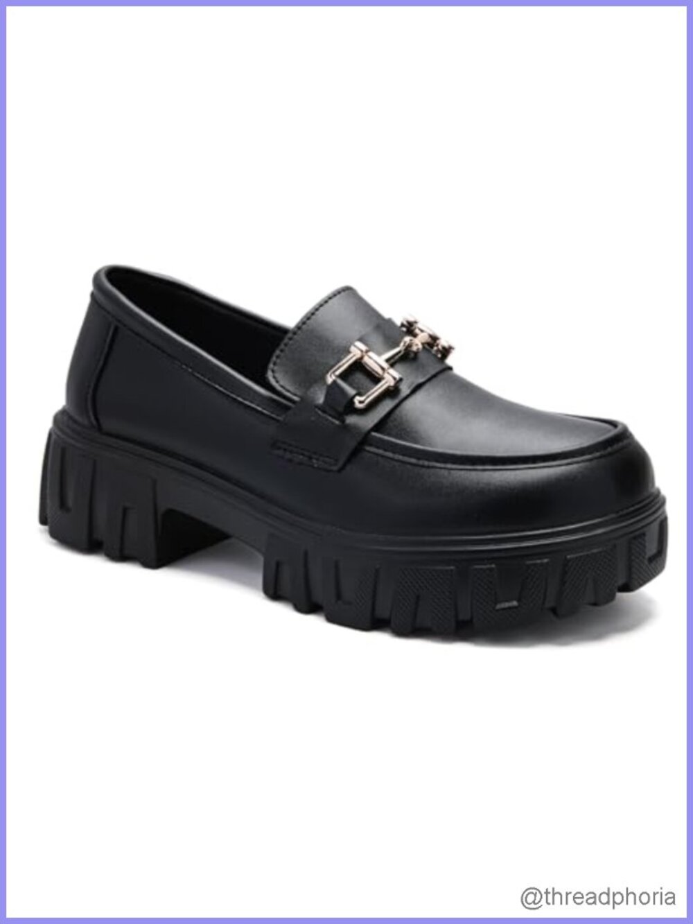 Platform Chunky Loafers Leather Upper Chain Slip On Comfort Business Shoes